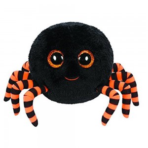Halloween Kuscheltier Spinne in schwarz mit orangen Streifen