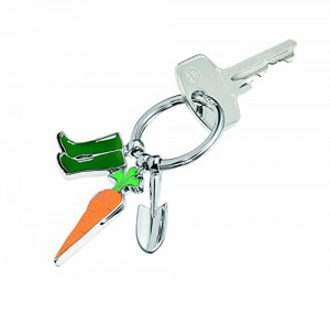 Schlüsselanhänger mit Schlüssel Karotte Stiefel und Gartenschaufel
