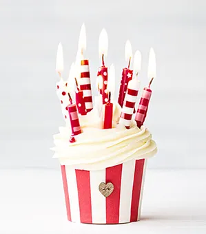 Cupcake mit Kerzen zum Geburtstag Moodbild