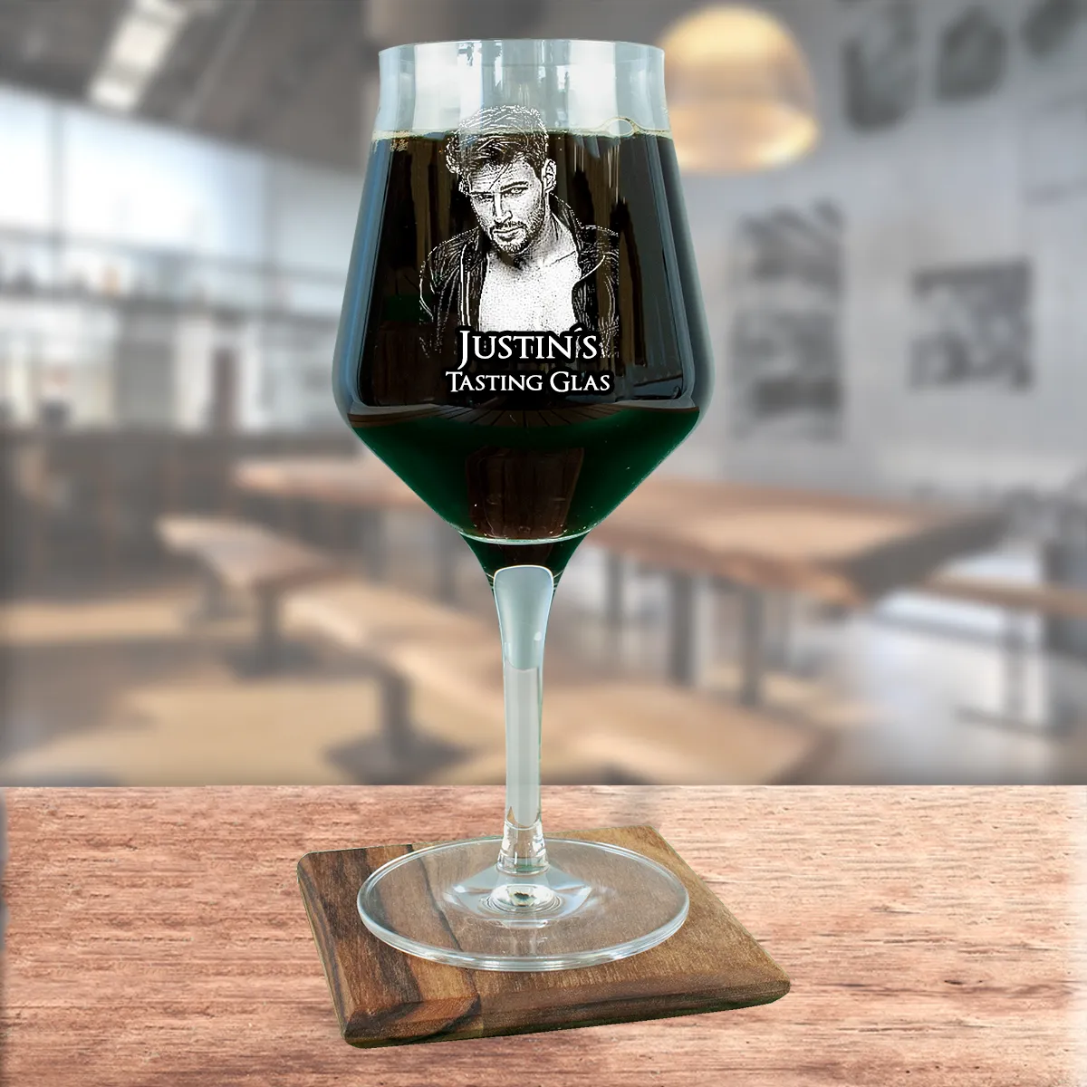 Craft Beer Tasting Glas mit Foto und Text