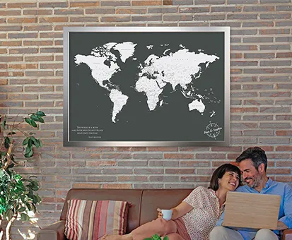 Weltkarte Poster eingerahmt  als  Footer Teaser Moodbild