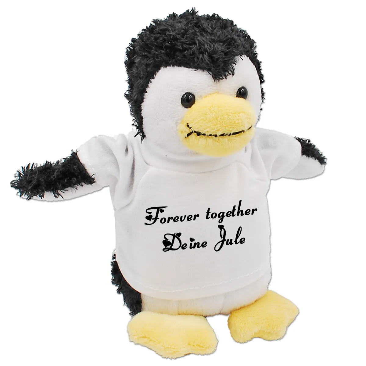Kuscheltier Pinguin mit bedruckten T-Shirt