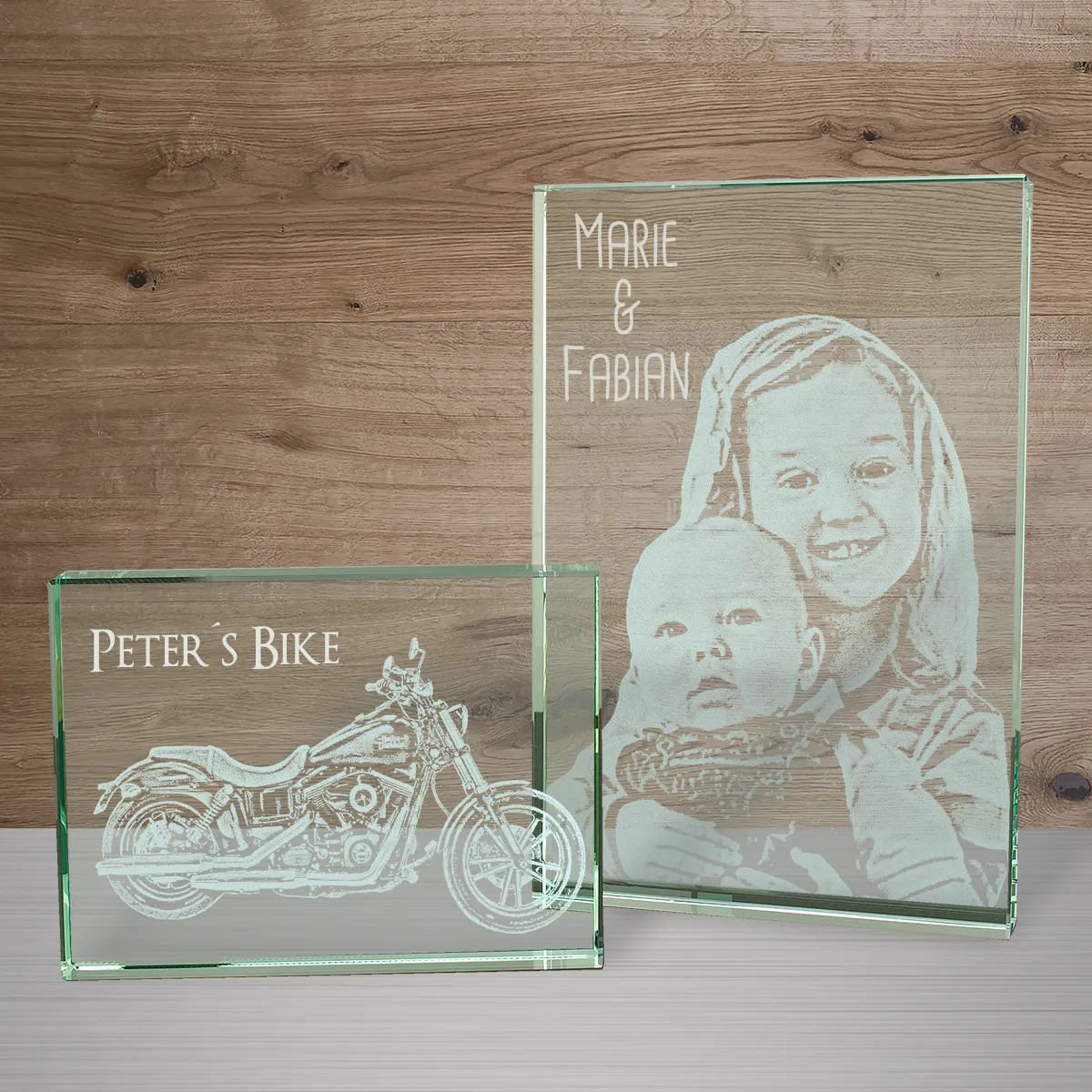 Glasfoto mit Enkelkindern als Weihnachtsgeschenk