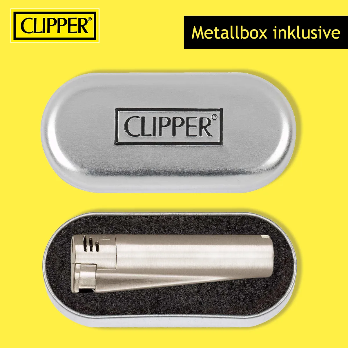 Clipper Feuerzeug Metall Box Zubehör inklusive