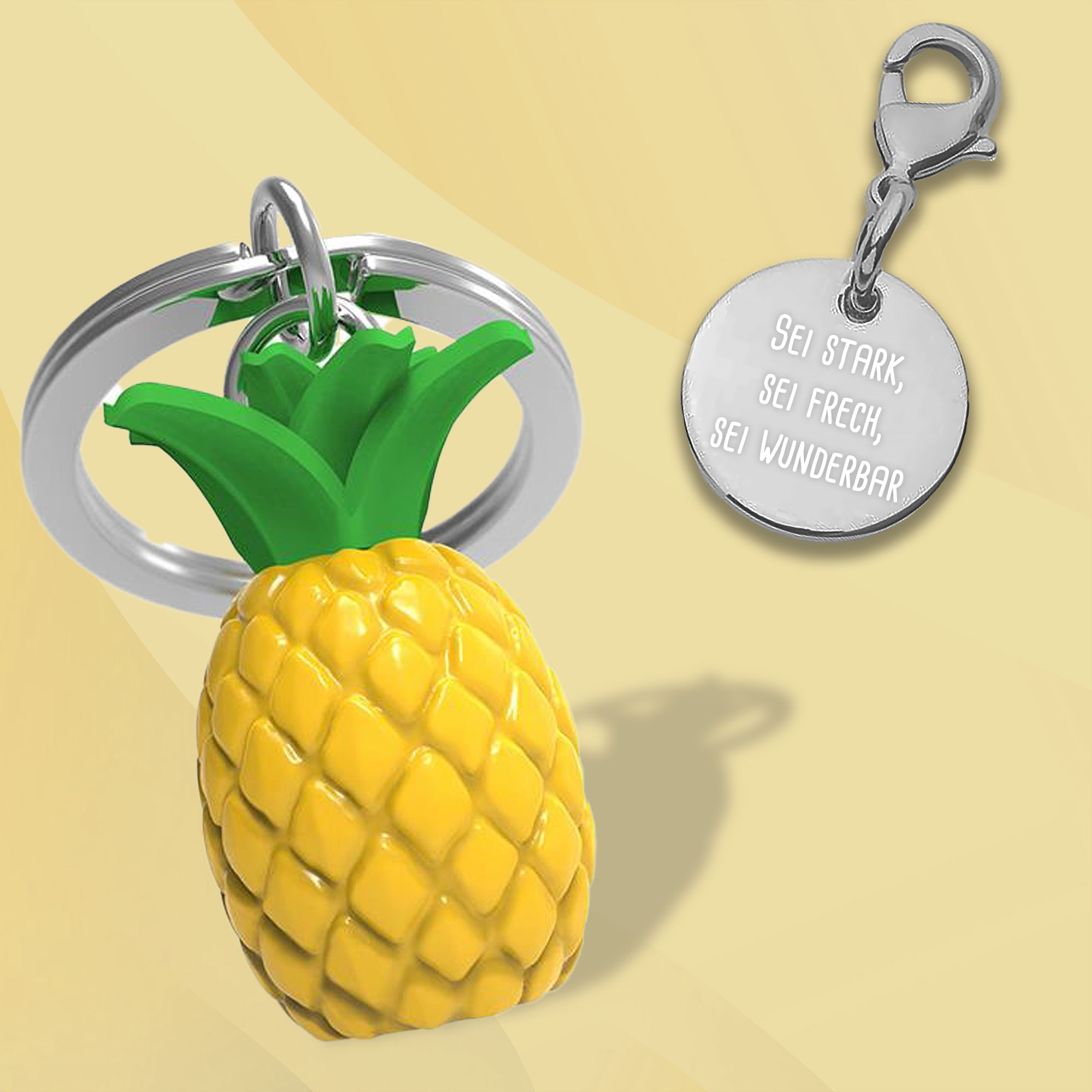 Schlüsselanhänger mit Ananas und Gravur