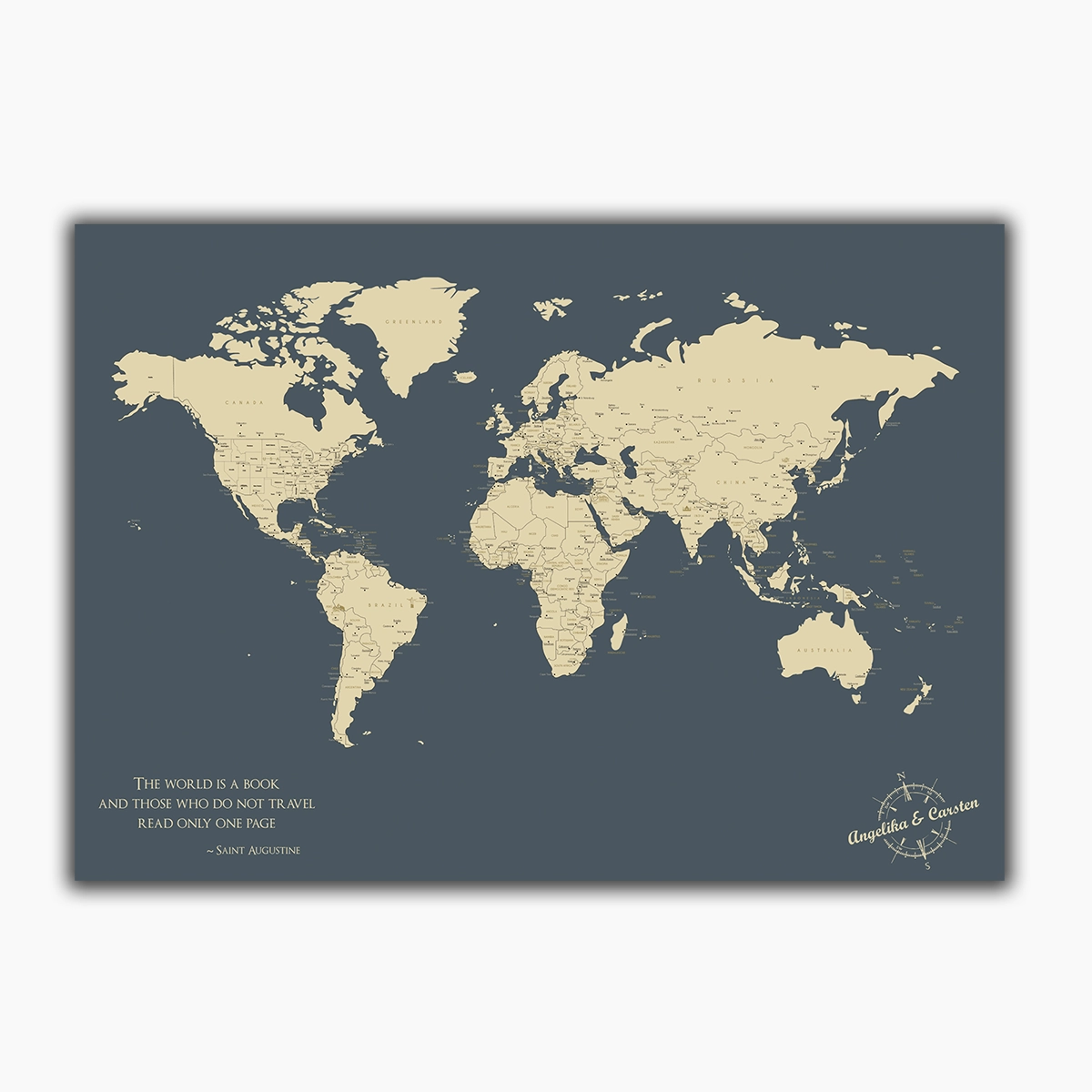 Design Weltkarte Navy als Poster