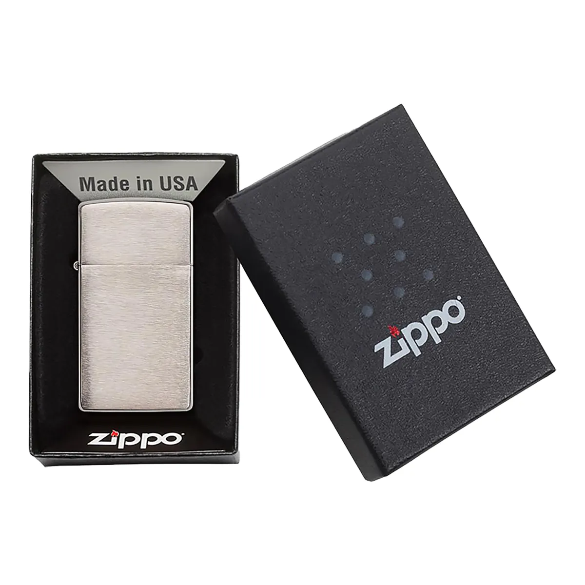 Original Zippo Feuerzeug Slim chrom gebürstet mit Box