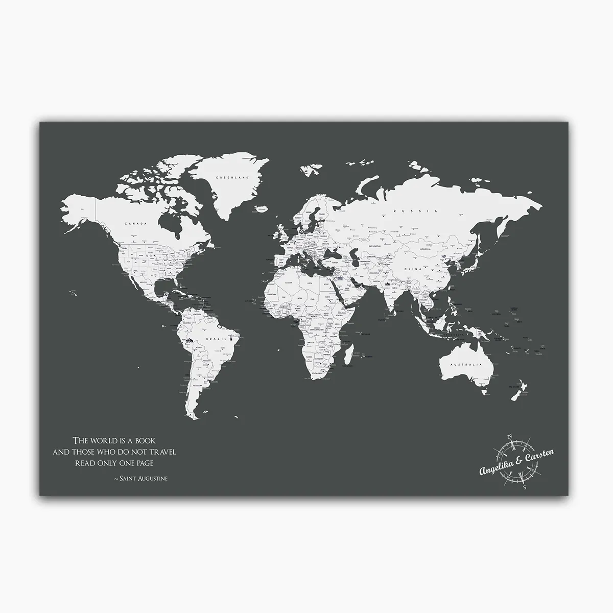 Design Weltkarte Black als Poster