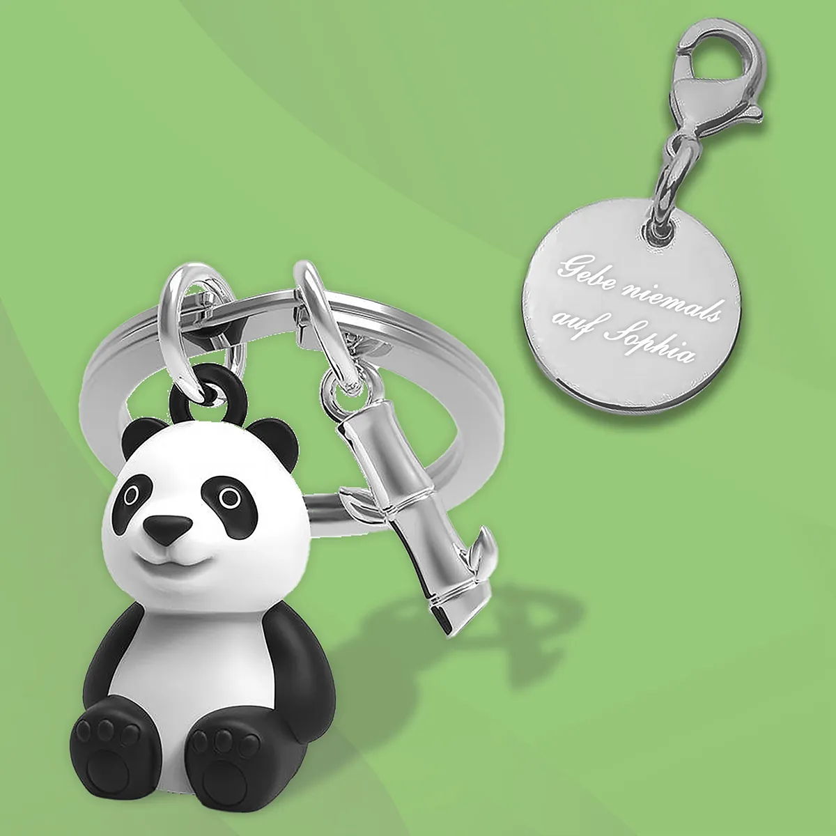 Gravierter Panda Schlüsselanhänger