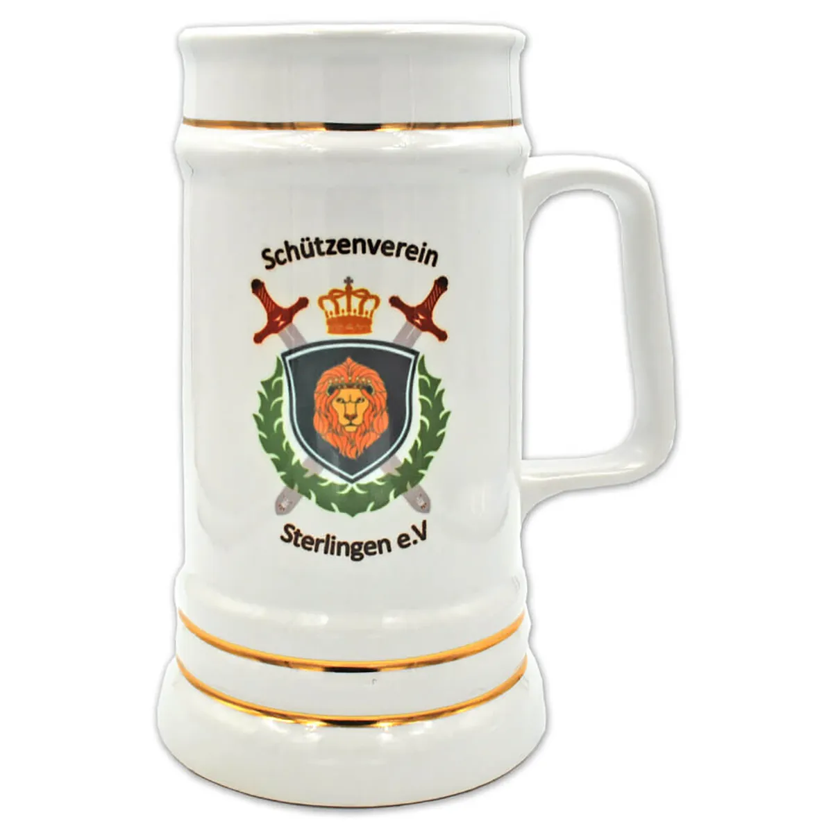 Bierkrug mit Schützenverein Logo bedruckt