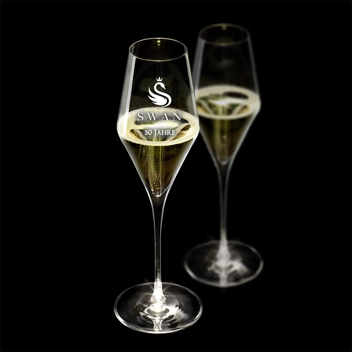Sekt/Champagner Glas mit LED Beleuchtung und Gravur 