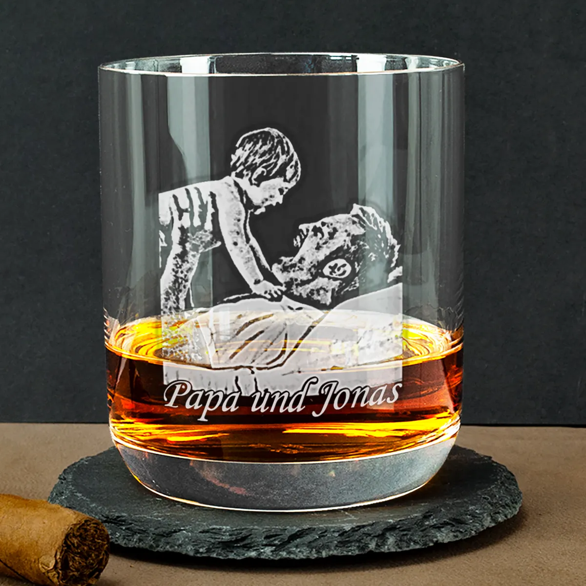 Whiskyglas mit Fotogravur zum Vatertag schenken