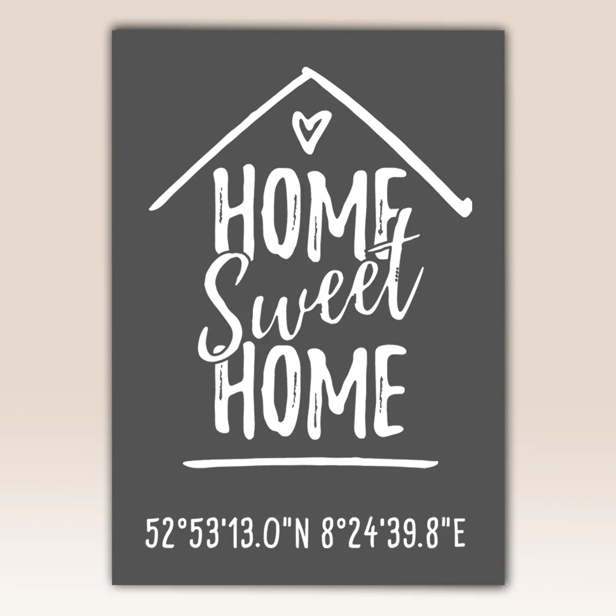 Home Sweet Home Poster Schwarz mit personalisierten Geodaten