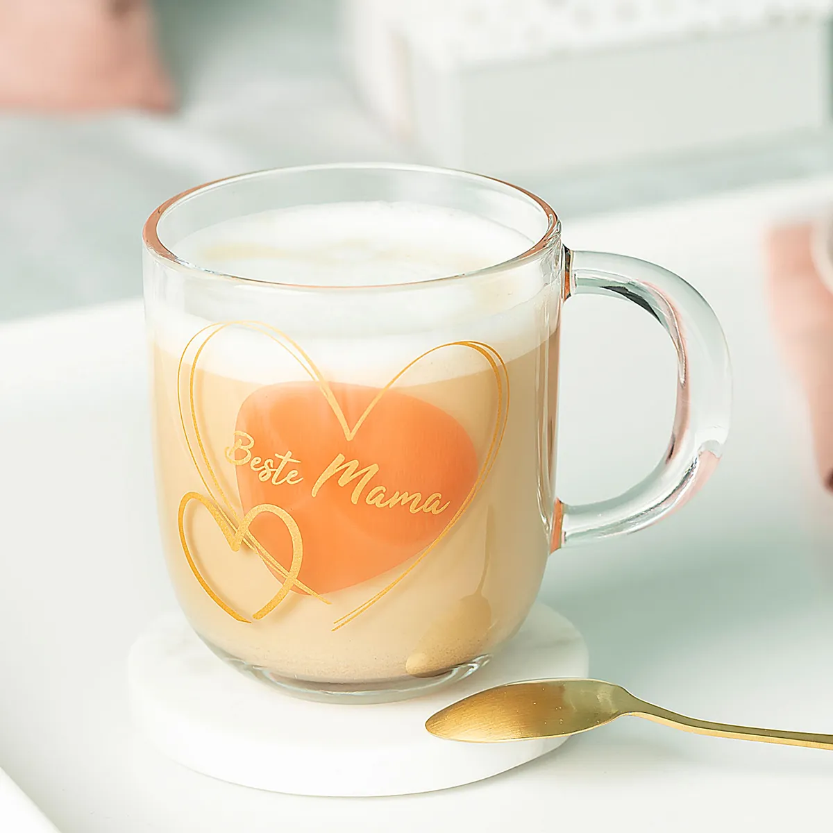 Glastasse Beste Mama mit Milchcafé