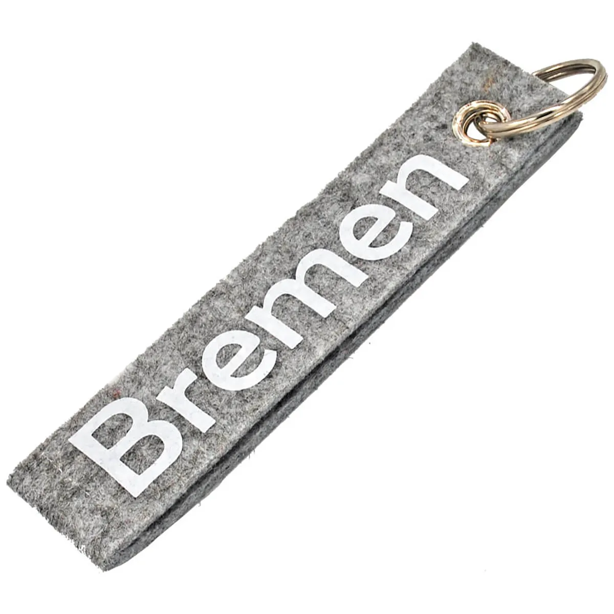 Schlüsselanhänger aus Filz bedruckt mit Bremen in grau