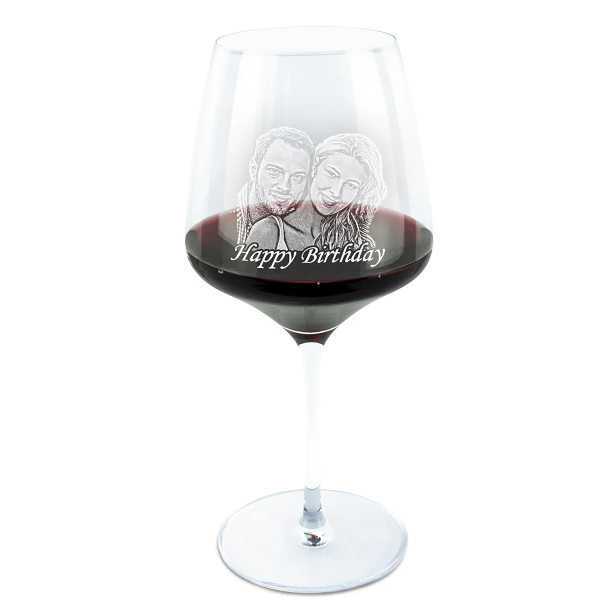 Rotweinglas mit Fotogravur von Stölzle