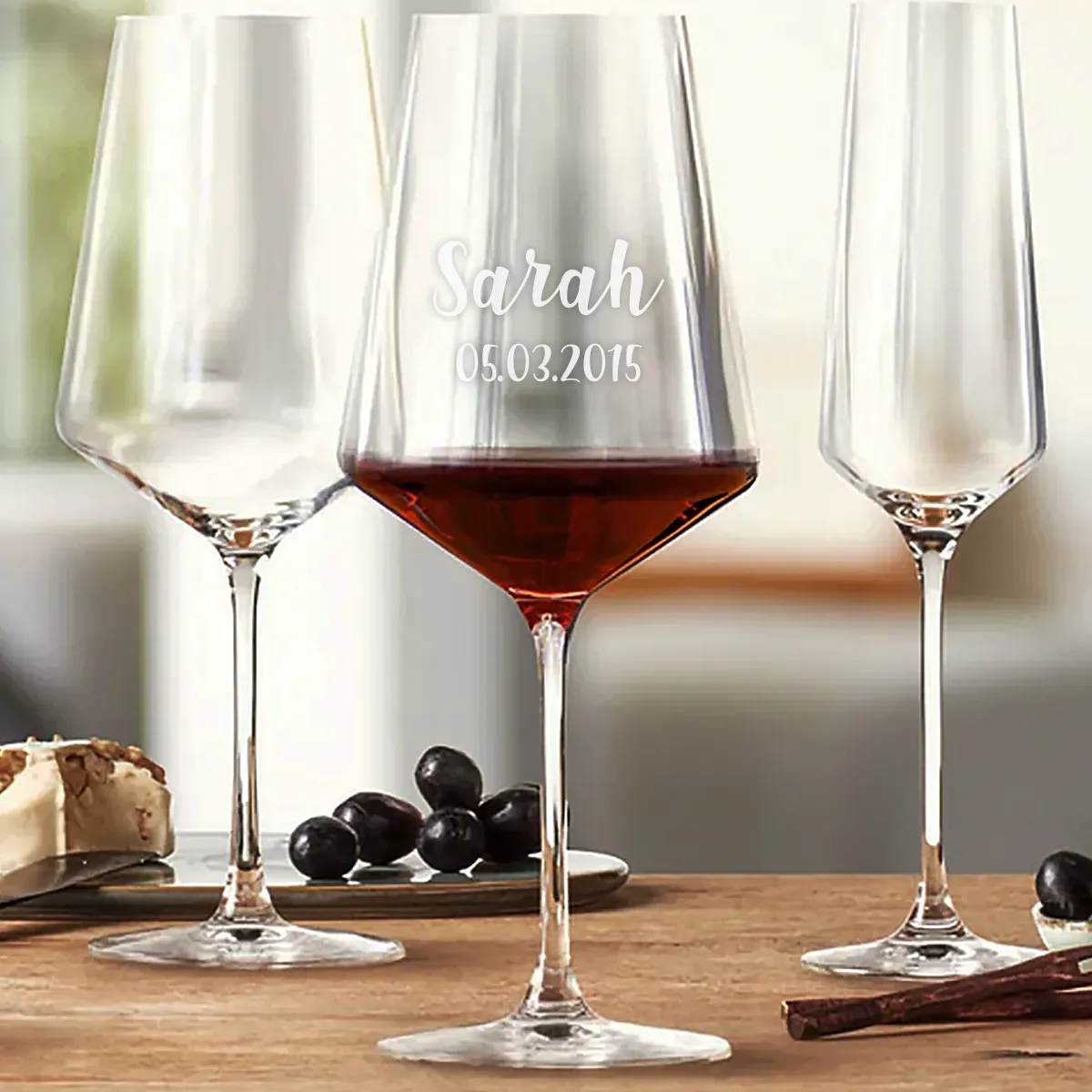 Premium Rotweinglas Puccini von LEONARDO mit Fotogravur
