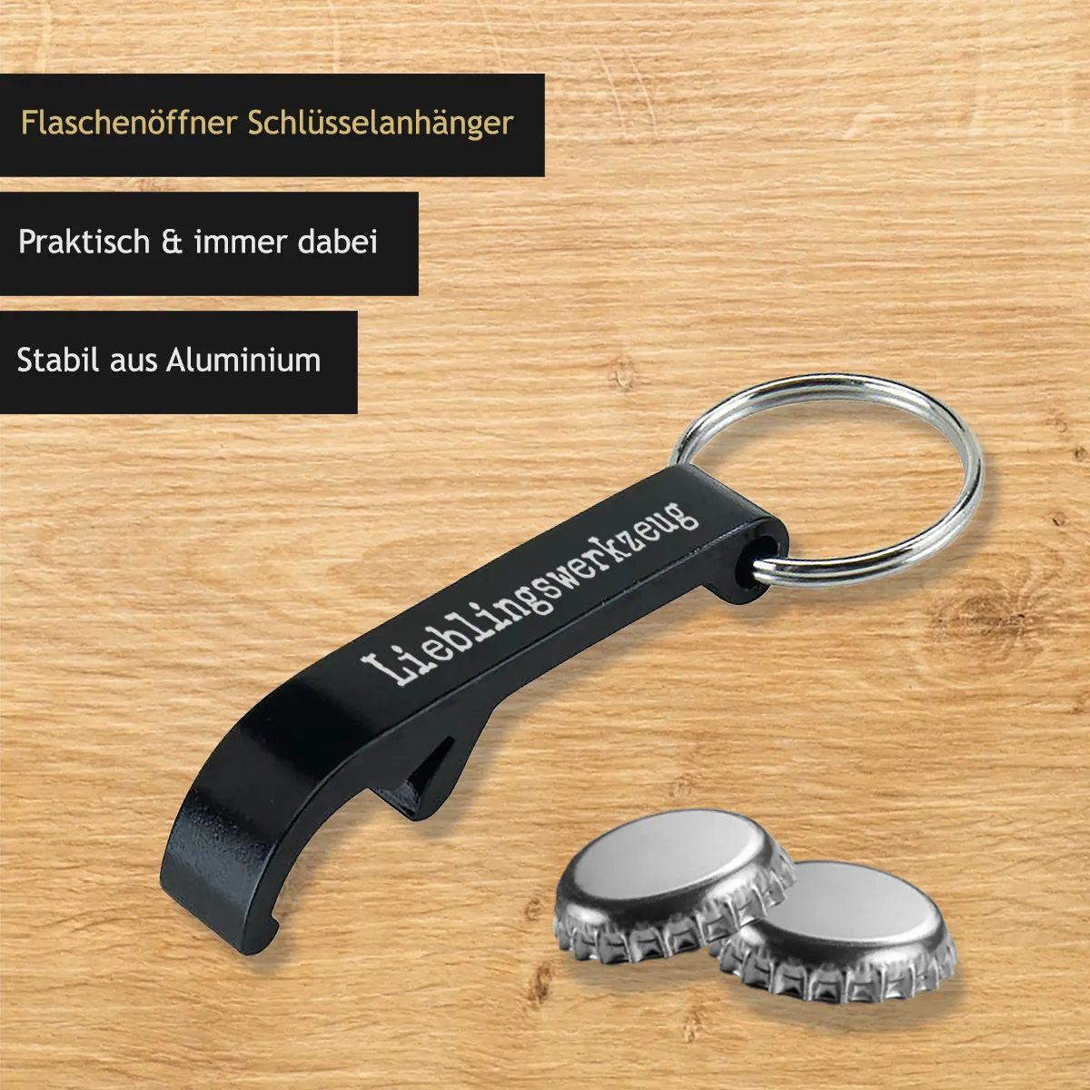 Flaschenöffner Schlüsselanhänger mit Gravur personalisiert