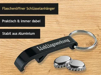 GeschenkeMAXX Teaser Schlüsselanhänger Flaschenöffner personalisiert mobil