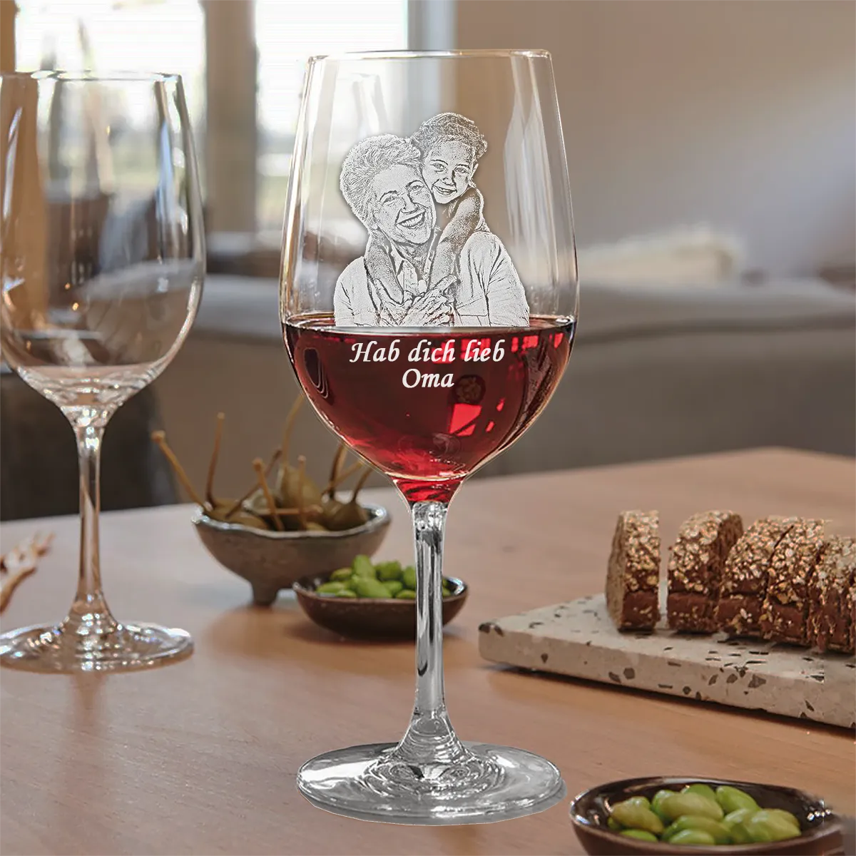 Rotweinglas mit Fotogravur 460ml | LEONARDO