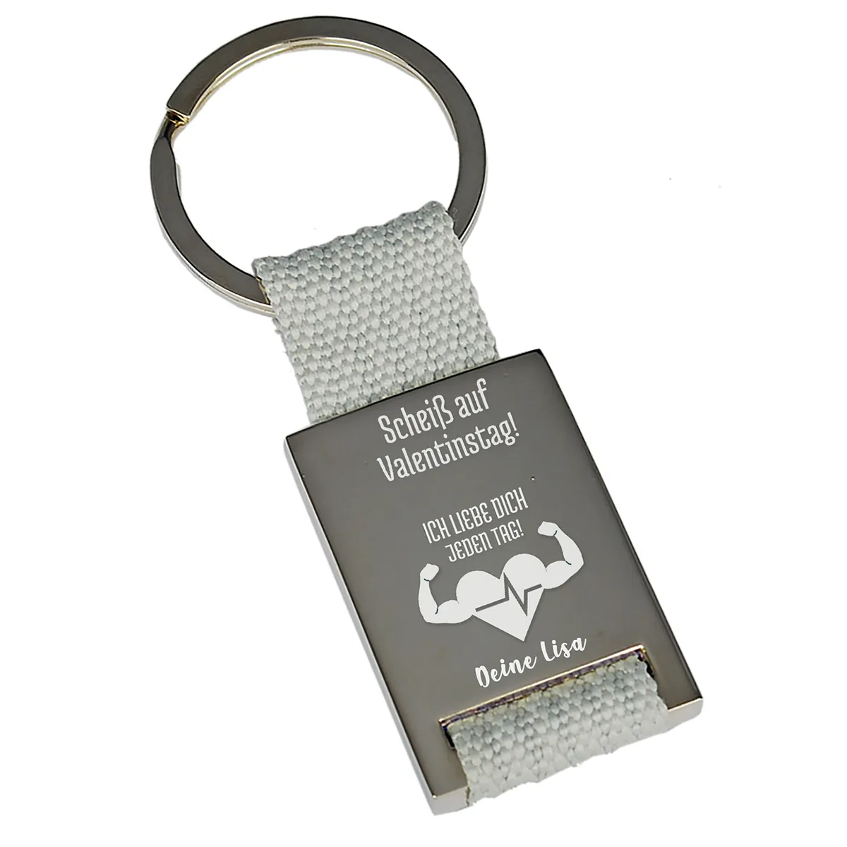 Valentinstagsgeschenke Schlüsselanhänger mit Gravur - Grau