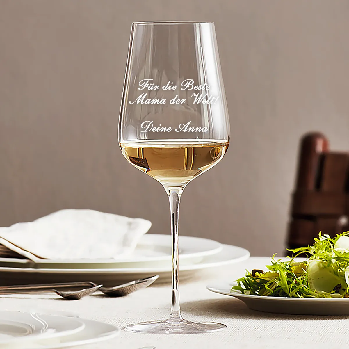 Premium Weißweinglas mit Gravur